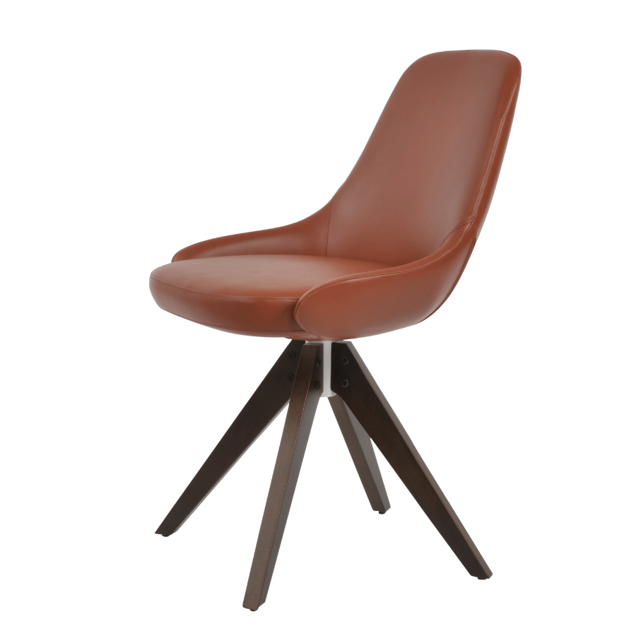 Gazel Swivel Dining Chair | Brown Leather - Your Bar Stools Canada