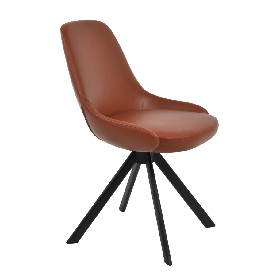 Gazel Swivel Dining Chair | Brown Leather - Your Bar Stools Canada