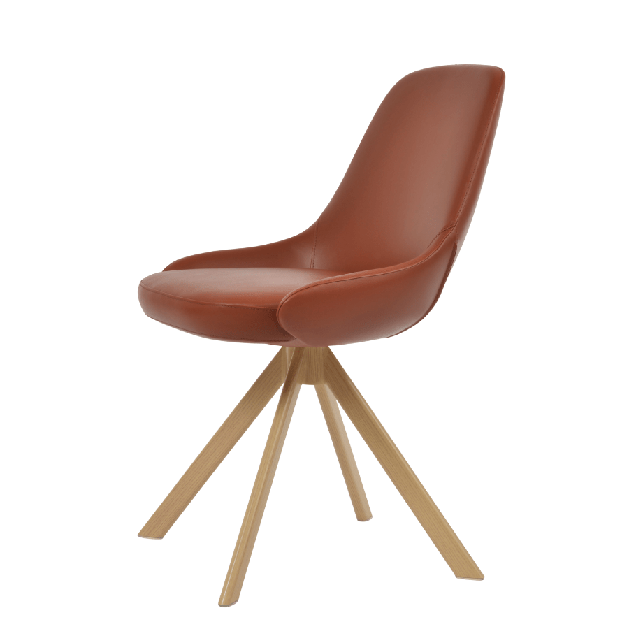 Gazel Swivel Dining Chair | Brown Leather - Your Bar Stools Canada