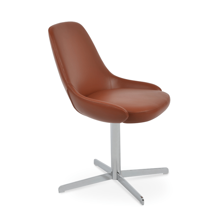 Gazel Swivel Dining Chair | Tan Leather - Your Bar Stools Canada
