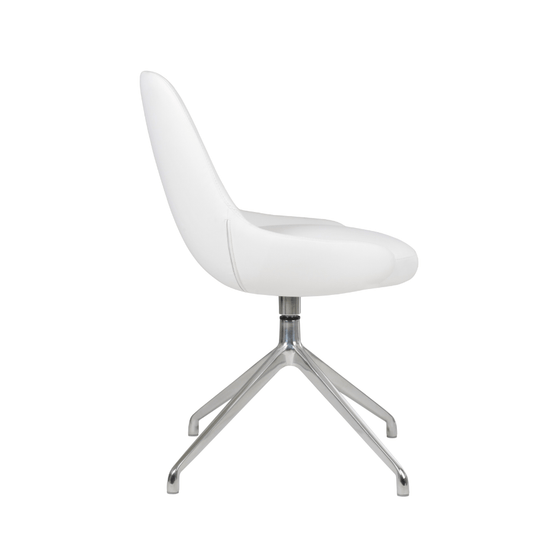 Gazel Swivel Dining Chair | White Leather - Your Bar Stools Canada