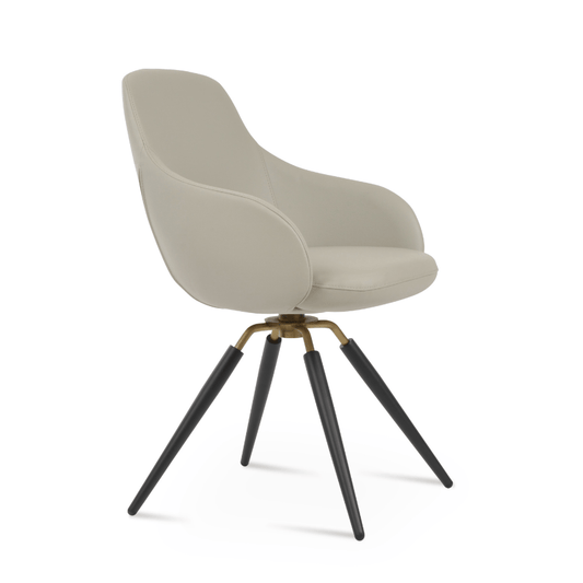 Gazel Swivel Dining Chair with Arms | Beige Leather - Your Bar Stools Canada