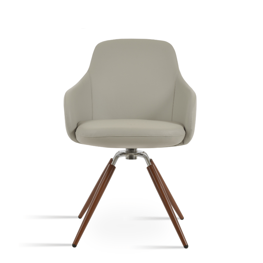 Gazel Swivel Dining Chair with Arms | Beige Leather - Your Bar Stools Canada
