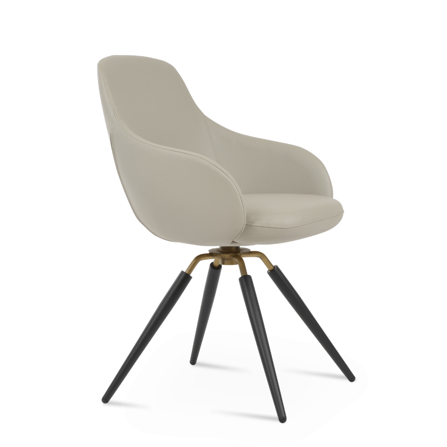 Gazel Swivel Dining Chair with Arms | Beige Leather - Your Bar Stools Canada
