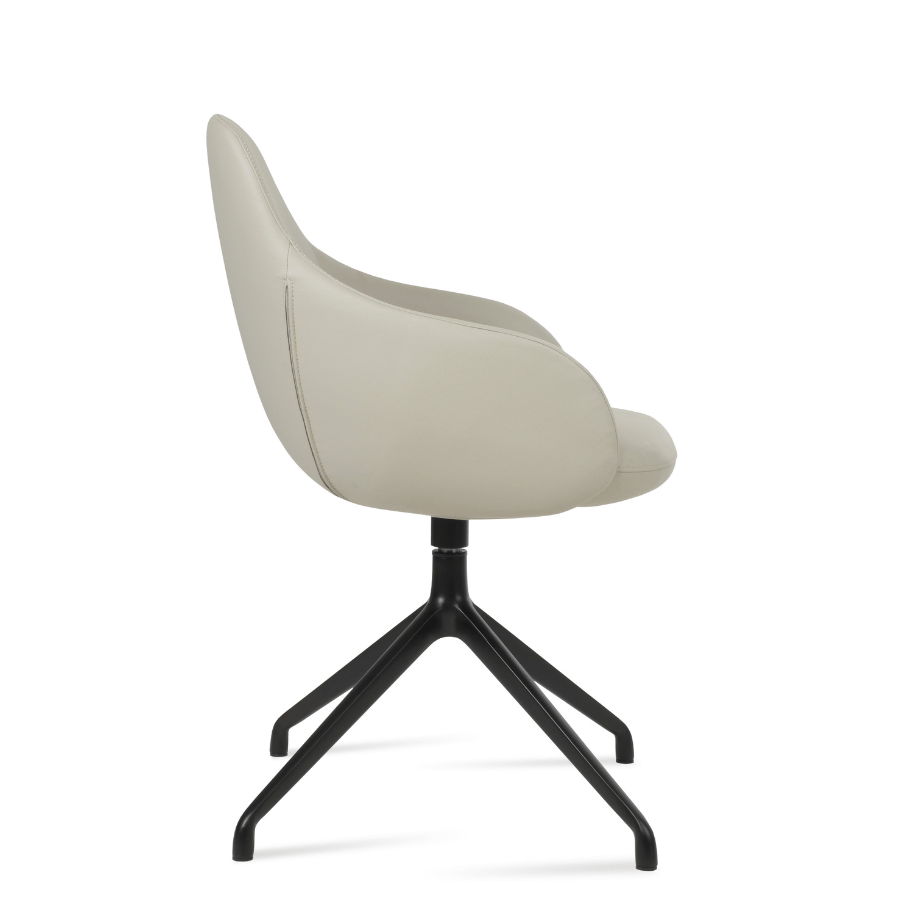 Gazel Swivel Dining Chair with Arms | Cream Leather - Your Bar Stools Canada