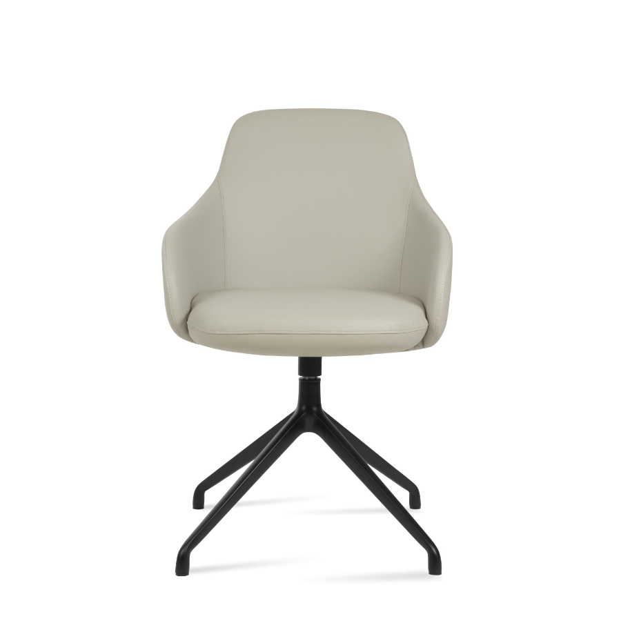 Gazel Swivel Dining Chair with Arms | Cream Leather - Your Bar Stools Canada