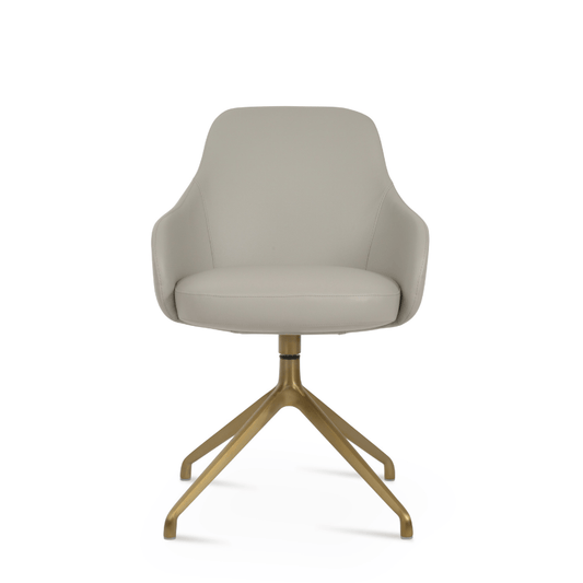 Gazel Swivel Dining Chair with Arms | Cream Leather - Your Bar Stools Canada