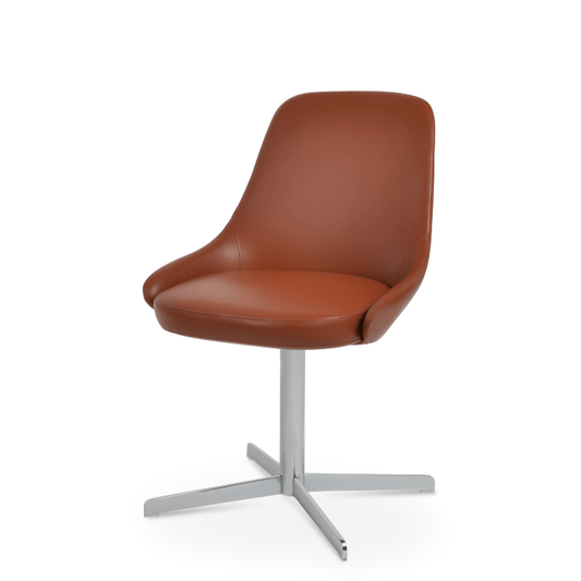 Gazel Swivel Dining Chair with Arms | Tan Leather - Your Bar Stools Canada