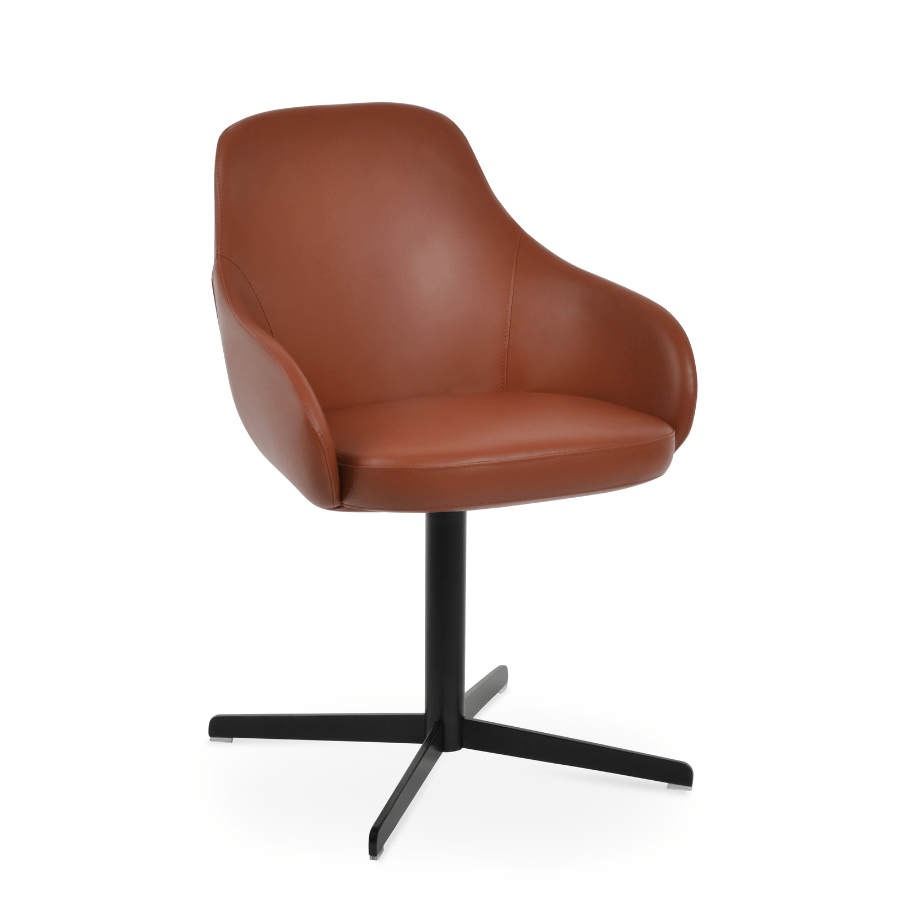 Gazel Swivel Dining Chair with Arms | Tan Leather - Your Bar Stools Canada