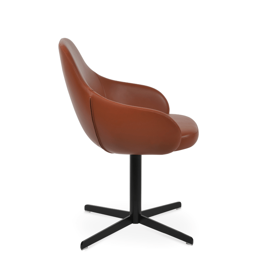 Gazel Swivel Dining Chair with Arms | Tan Leather - Your Bar Stools Canada