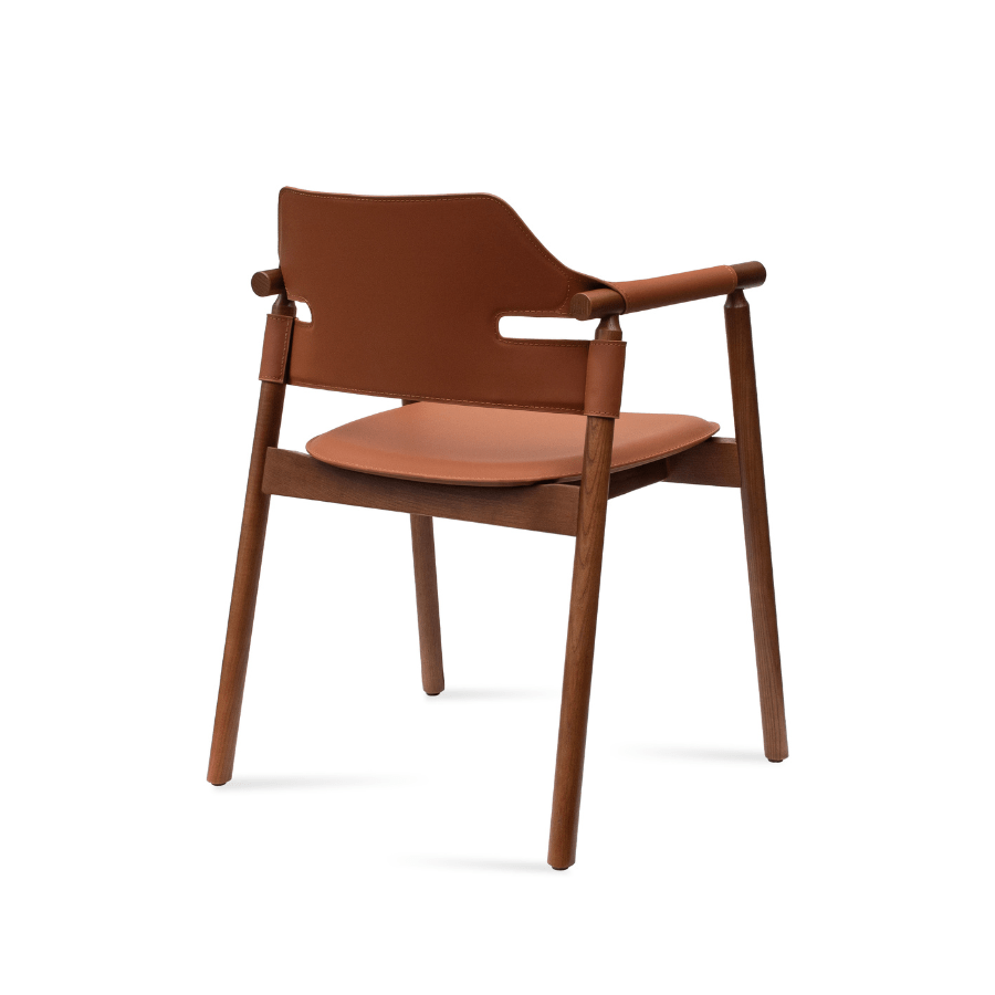 Genoa Mid Century Modern Armchair Brown Leather - Your Bar Stools Canada