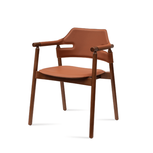 Genoa Mid Century Modern Armchair Brown Leather - Your Bar Stools Canada