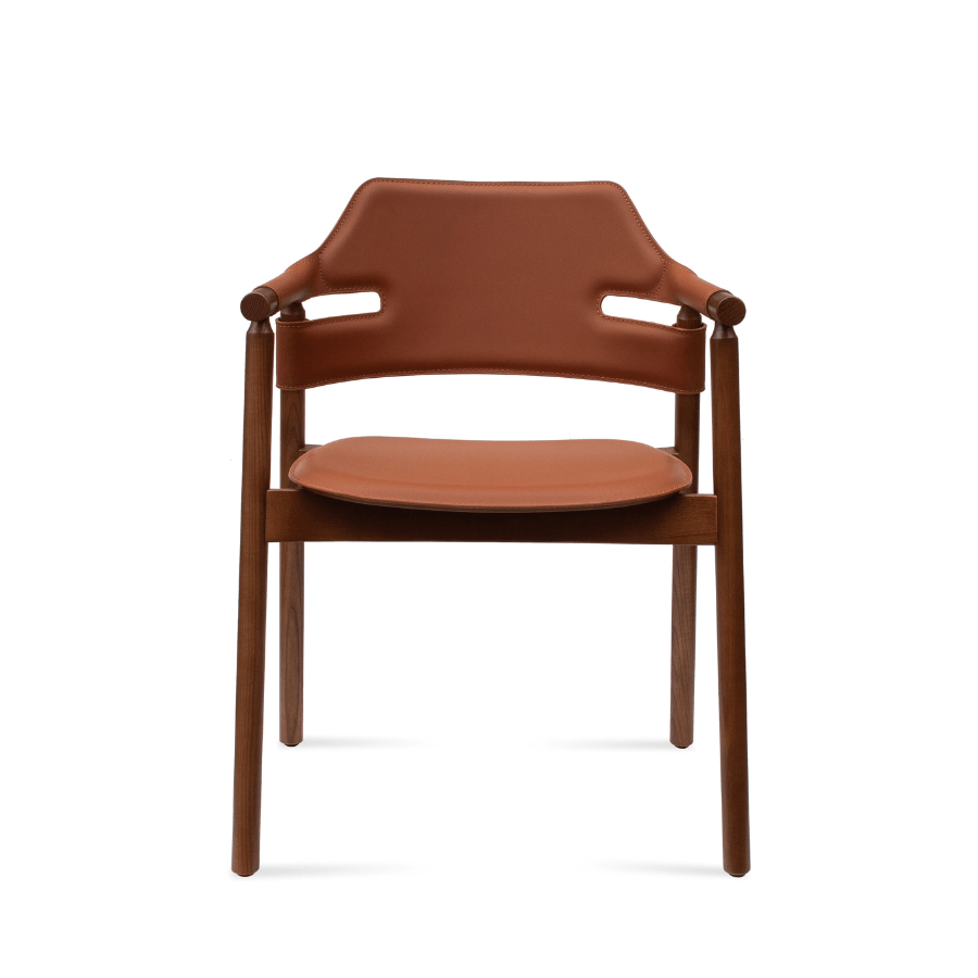 Genoa Mid Century Modern Armchair Brown Leather - Your Bar Stools Canada