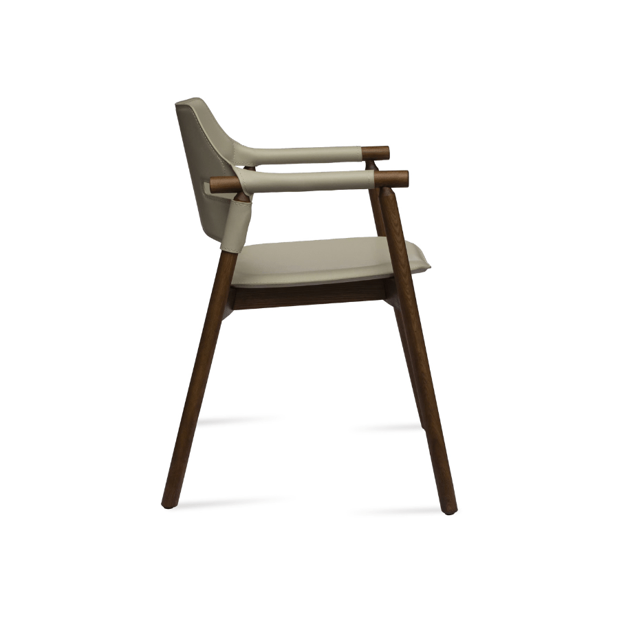 Genoa Mid Century Modern Armchair Cream Leather - Your Bar Stools Canada