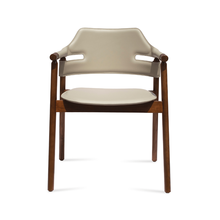 Genoa Mid Century Modern Armchair Cream Leather - Your Bar Stools Canada