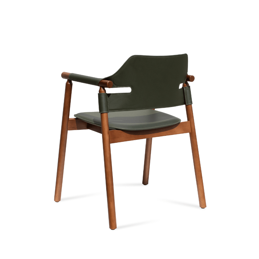 Genoa Mid Century Modern Armchair Green Leather - Your Bar Stools Canada