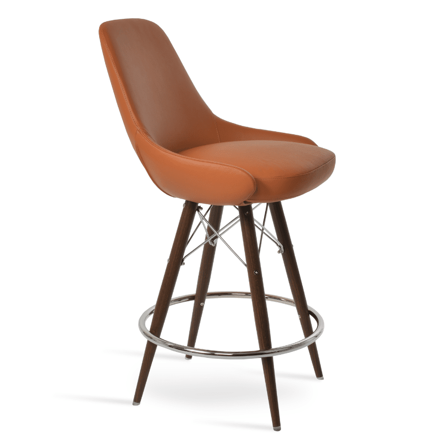 Genuine Brown Leather Bar Stools Gazel MW - Your Bar Stools Canada