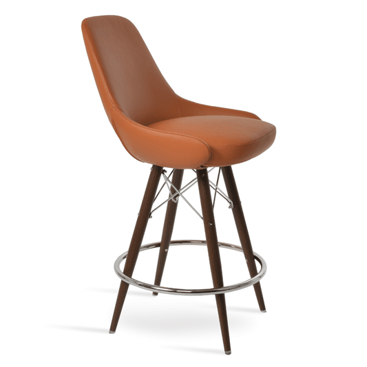Genuine Brown Leather Bar Stools Gazel MW - Your Bar Stools Canada