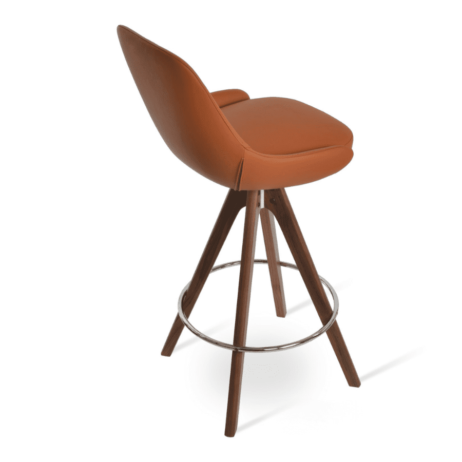 Genuine Brown Leather Bar Stools Gazel Swivel - Your Bar Stools Canada