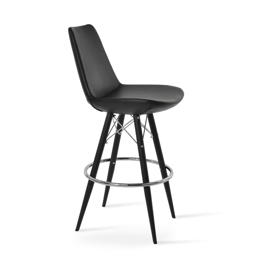 Genuine Leather Bar Stools Eiffel MW in Black - Your Bar Stools Canada