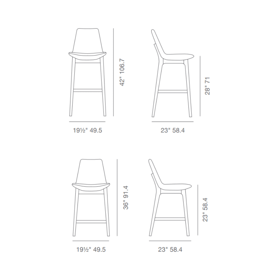 Genuine Leather Bar Stools Eiffel Wood in Black - Your Bar Stools Canada