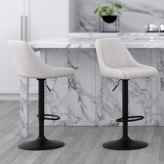 Height Adjustable Bar Stools | Set of 2 | Kron Cream - Your Bar Stools Canada