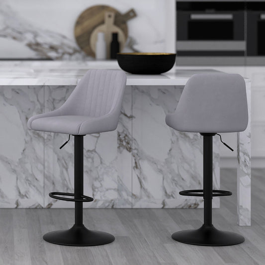 Height Adjustable Bar Stools | Set of 2 | Kron Grey - Your Bar Stools Canada