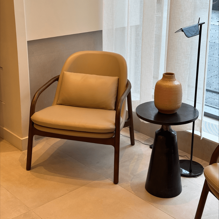 Infinity Beige Leather Accent Chair - Your Bar Stools Canada