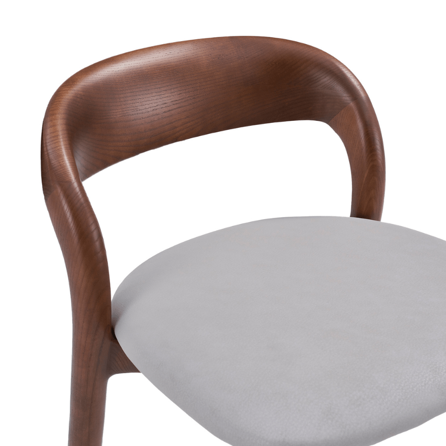 Infinity Walnut Counter Stools in Grey Leather - Your Bar Stools Canada