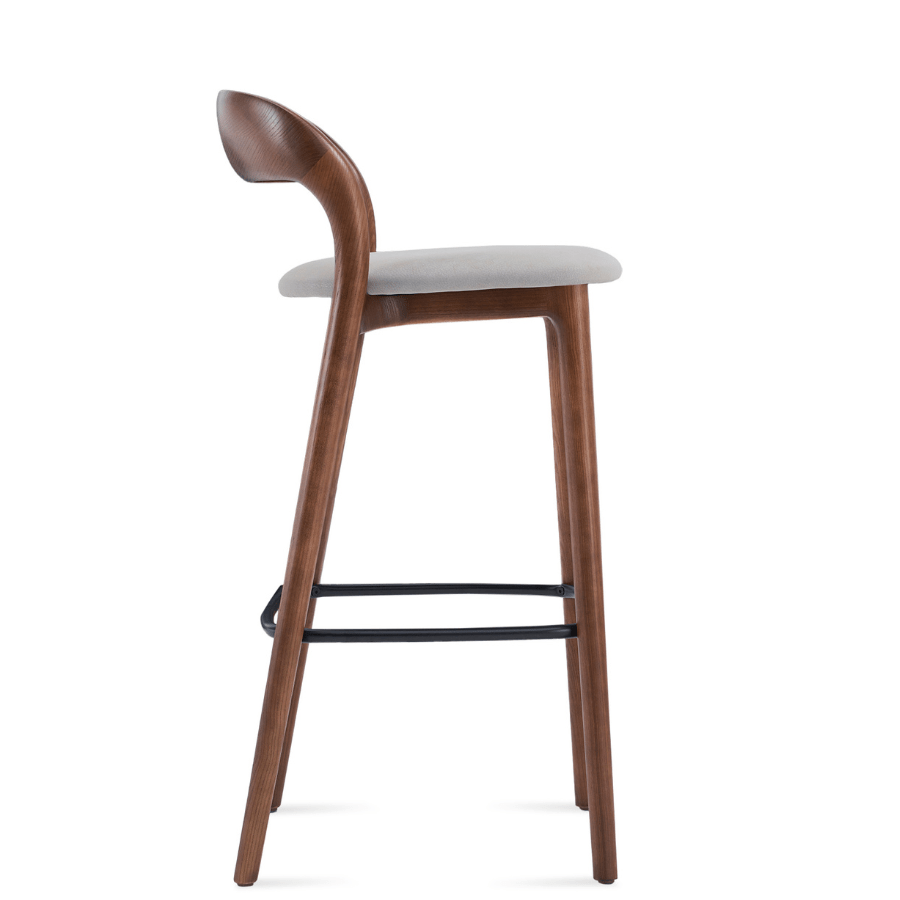 Infinity Walnut Counter Stools in Grey Leather - Your Bar Stools Canada