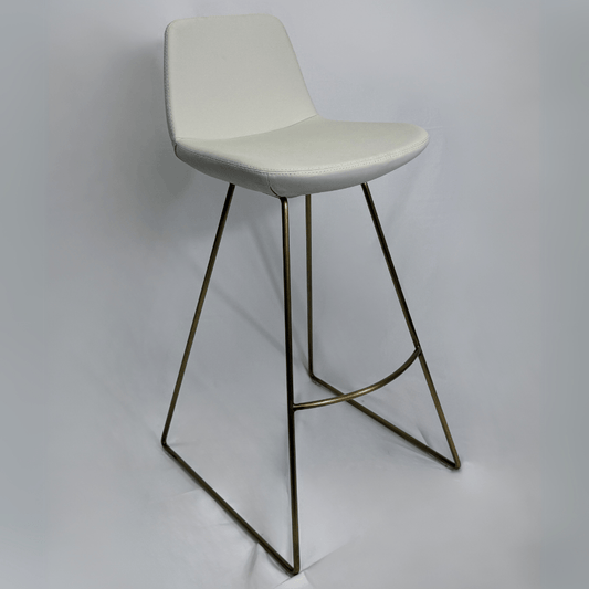 Leather Bar Stools with Gold Legs Pera Cream - Your Bar Stools Canada