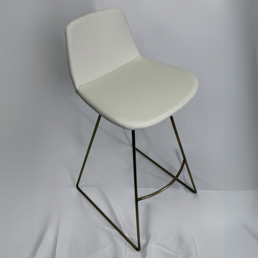 Leather Bar Stools with Gold Legs Pera Cream - Your Bar Stools Canada