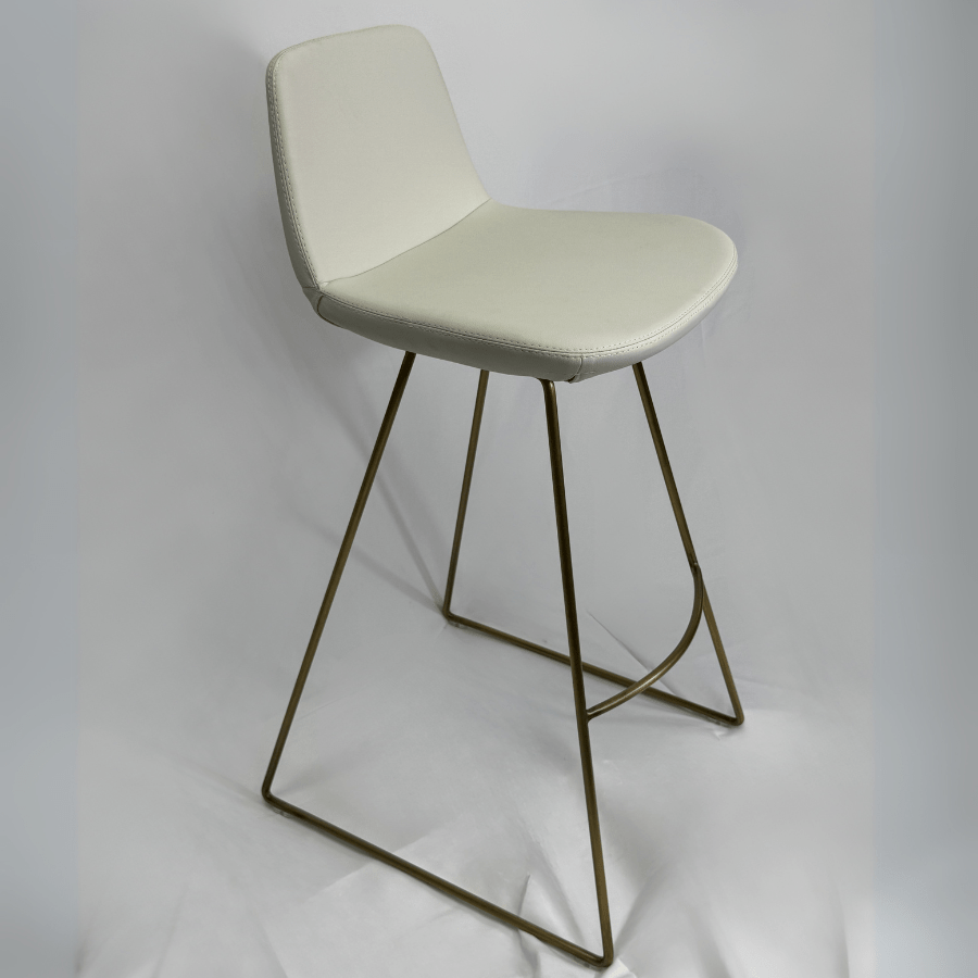 Leather Bar Stools with Gold Legs Pera Cream - Your Bar Stools Canada