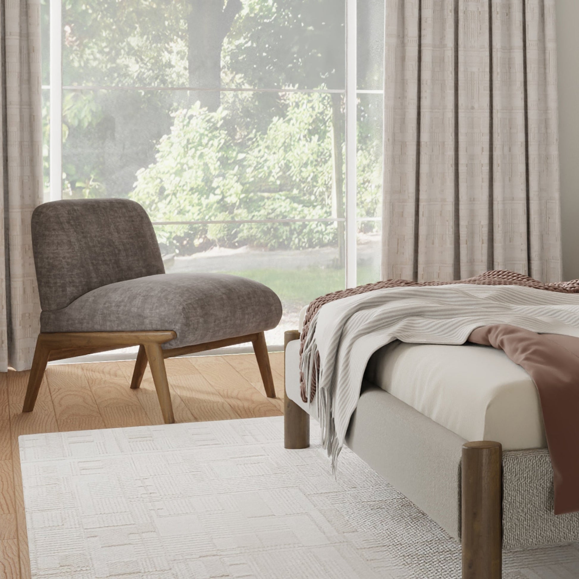 Lisson Taupe Velvet Accent Chair Walnut Legs - Your Bar Stools Canada