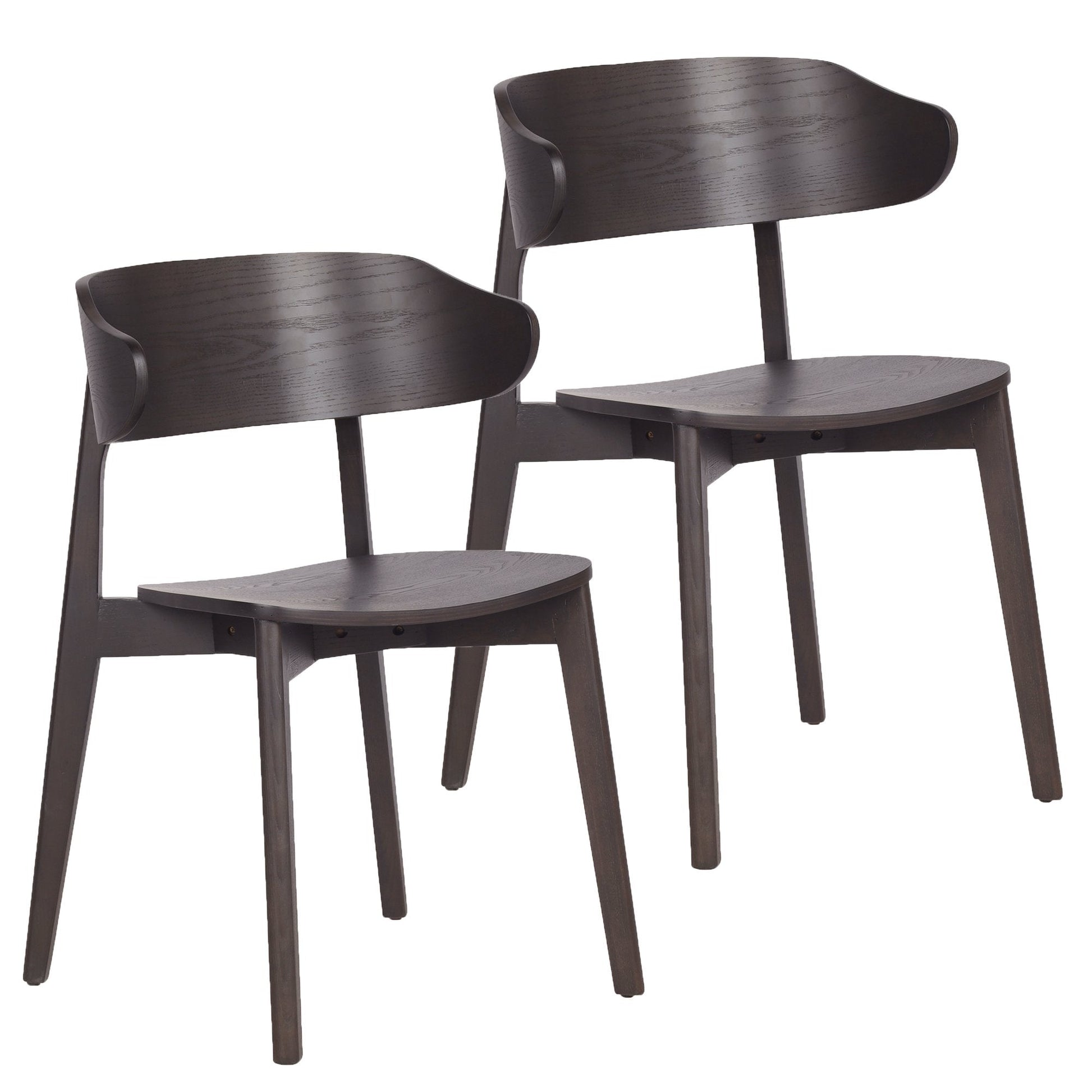 Mocha Dining Chairs Set of 2 | Khari Mid - Century Wood Chairs - Your Bar Stools Canada