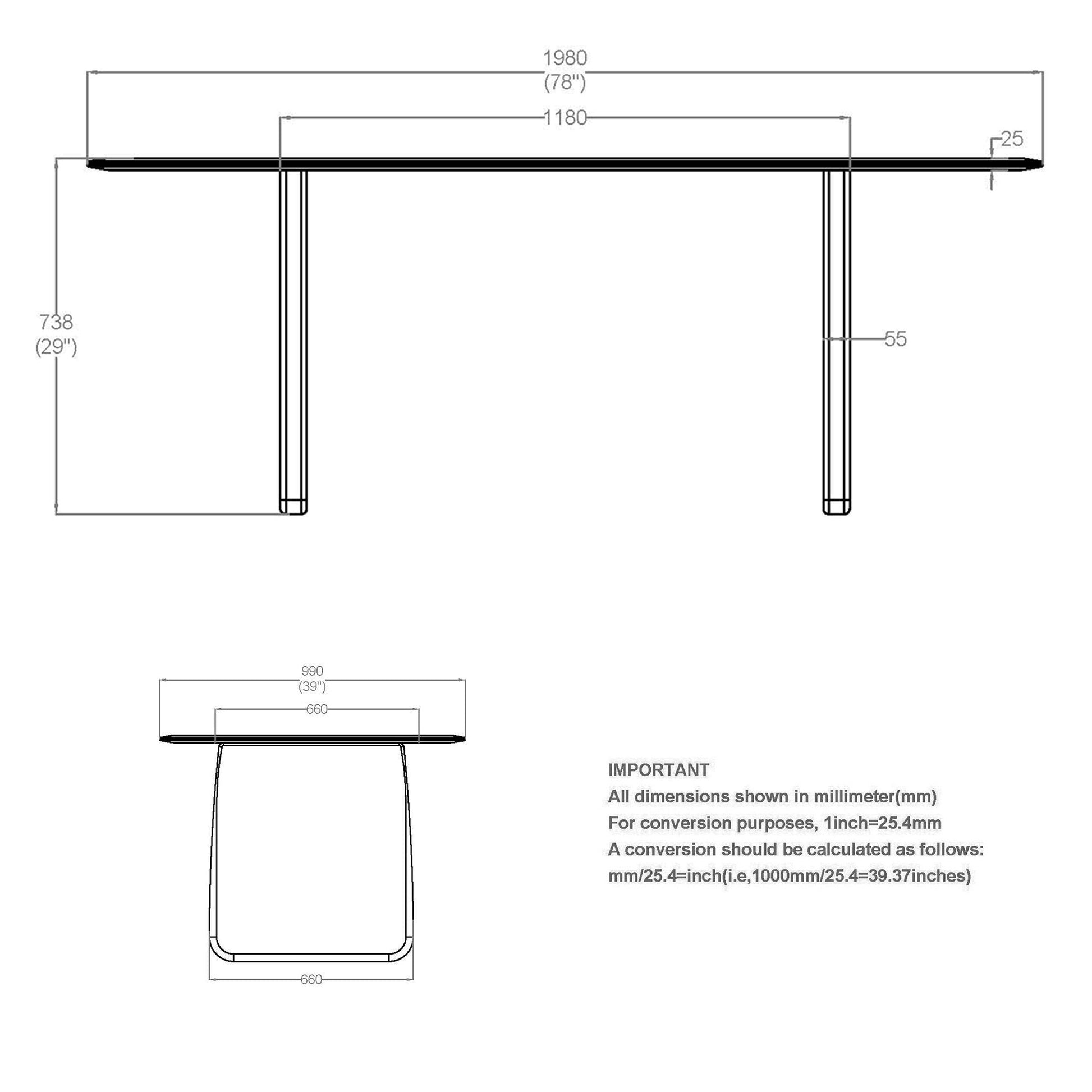 Mocha Rectangular Dining Table 78 Inch – Bazul Modern Wood Table - Your Bar Stools Canada