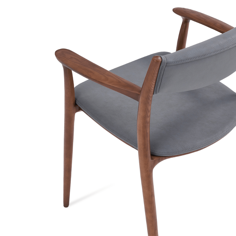 Monaco Mid Century Armchair Grey Leather - Your Bar Stools Canada