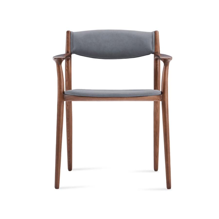 Monaco Mid Century Armchair Grey Leather - Your Bar Stools Canada