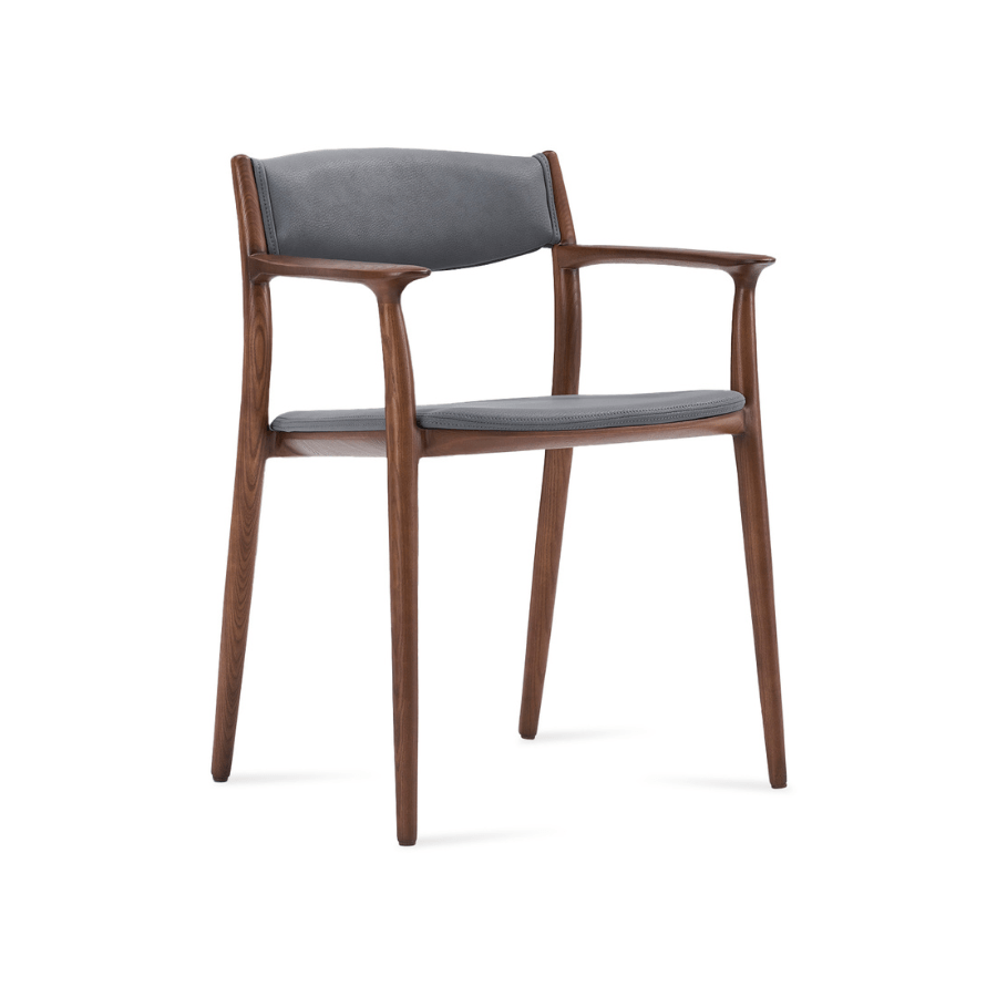 Monaco Mid Century Armchair Grey Leather - Your Bar Stools Canada
