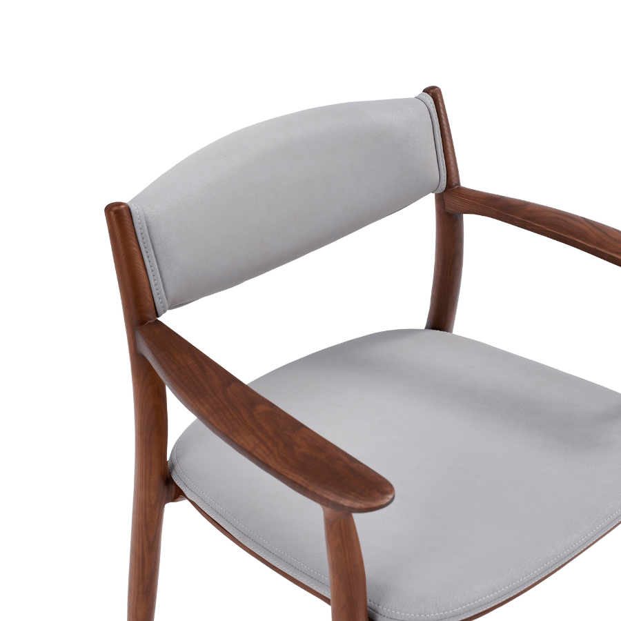 Monaco Mid Century Armchair Lt Grey Leather - Your Bar Stools Canada