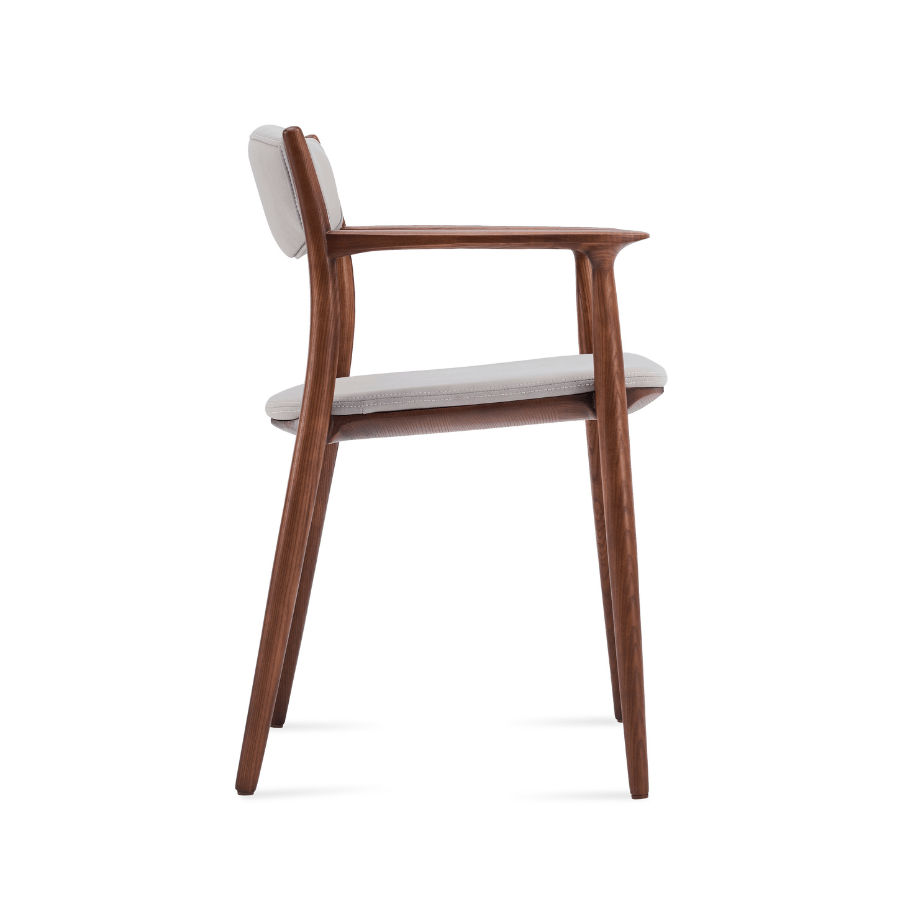 Monaco Mid Century Armchair Lt Grey Leather - Your Bar Stools Canada