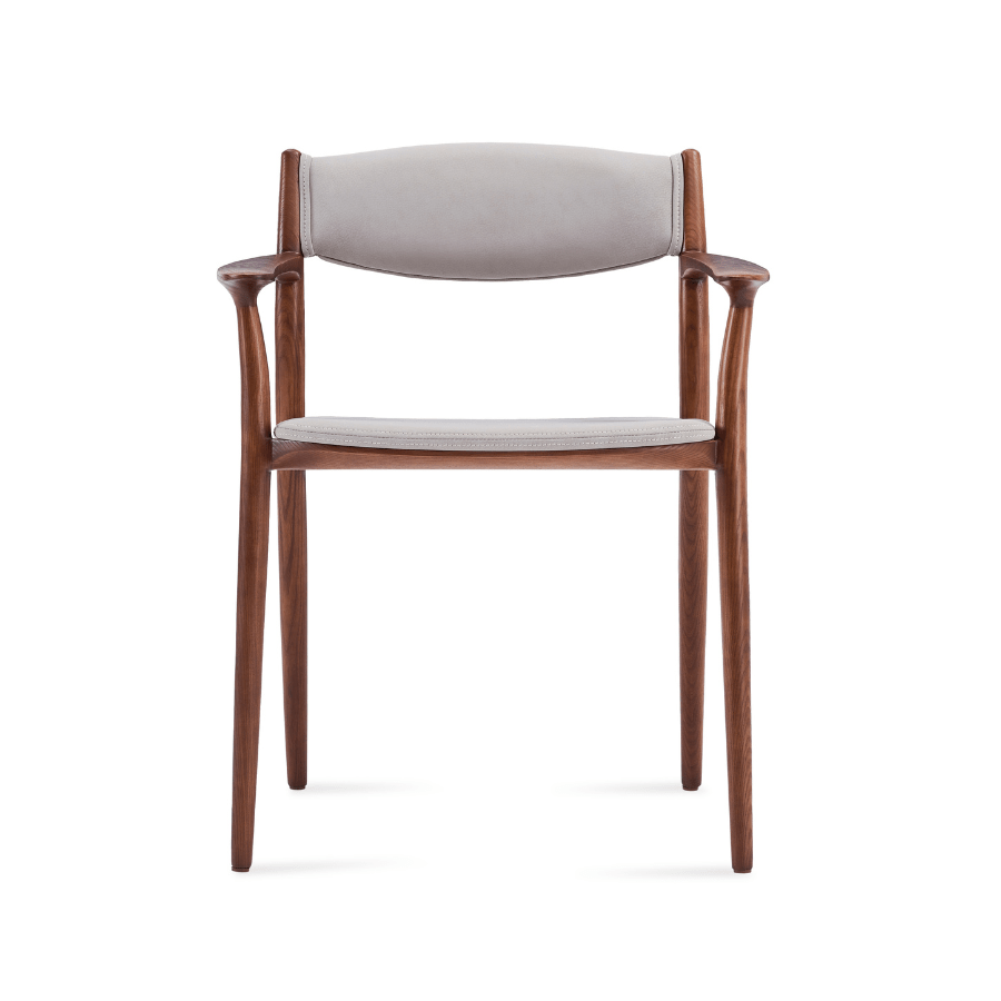 Monaco Mid Century Armchair Lt Grey Leather - Your Bar Stools Canada