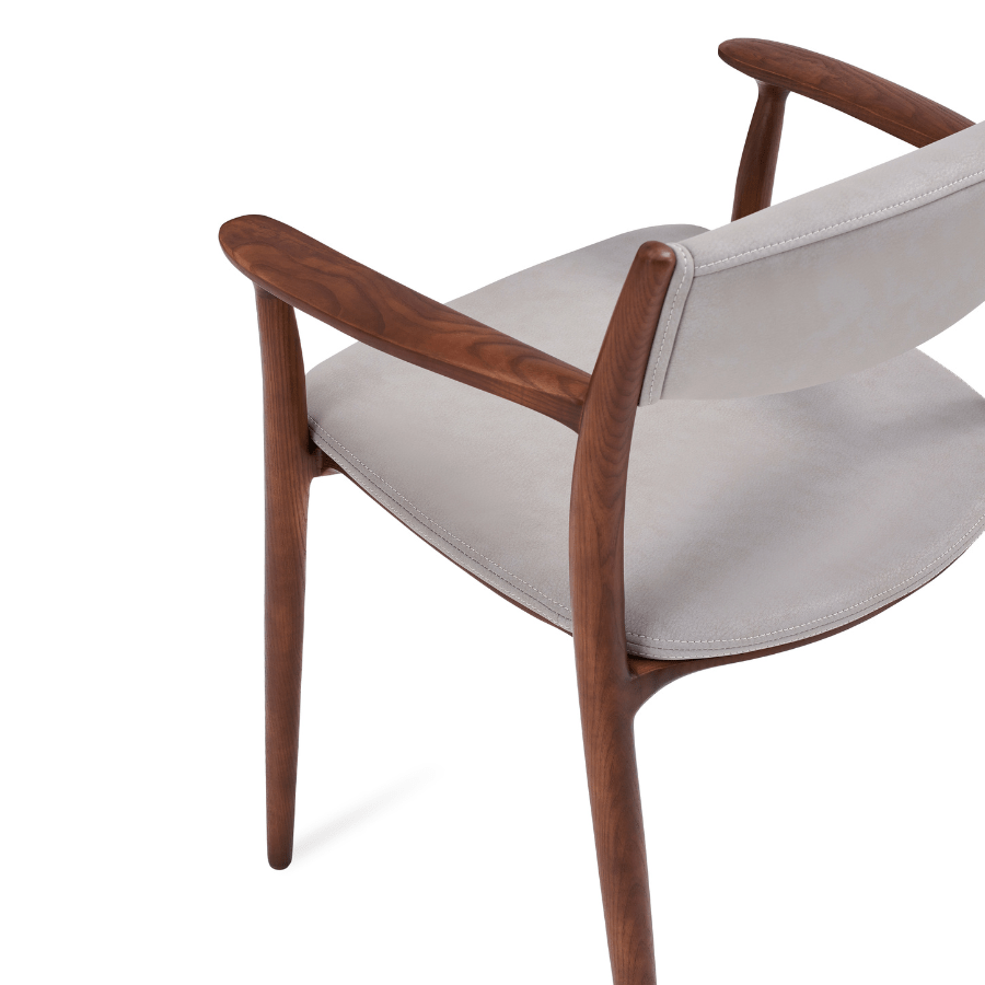 Monaco Mid Century Armchair Lt Grey Leather - Your Bar Stools Canada