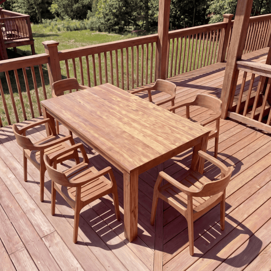 Nardo Teak Outdoor Dining Set with 6 Alfresco Armchairs - Your Bar Stools Canada