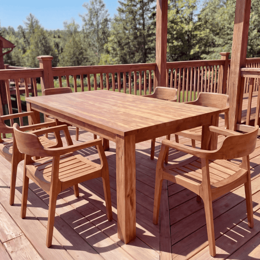 Nardo Teak Outdoor Dining Set with 6 Alfresco Armchairs - Your Bar Stools Canada