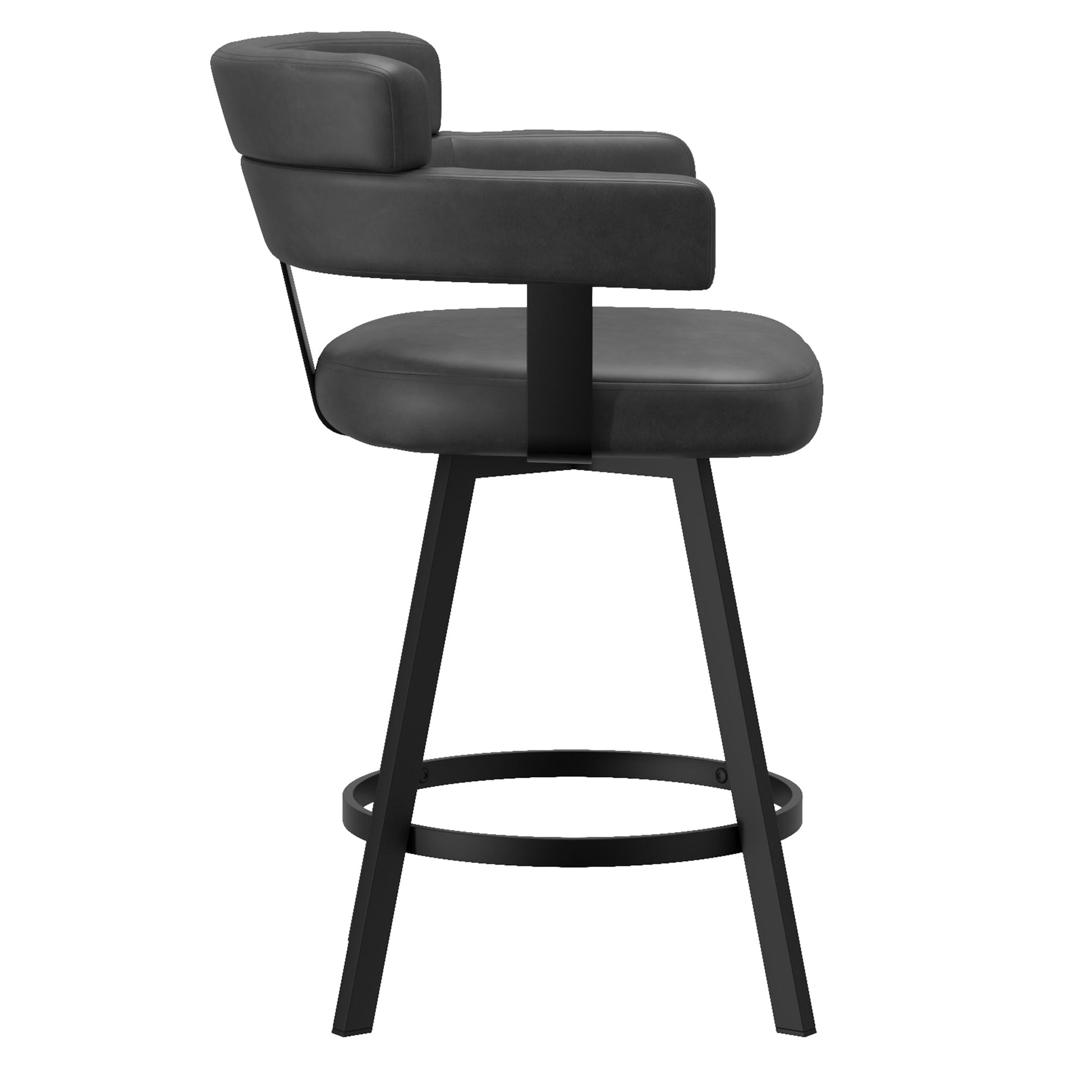 Oberon Black Swivel Bar Stools with Arms | set of 2 - Your Bar Stools Canada