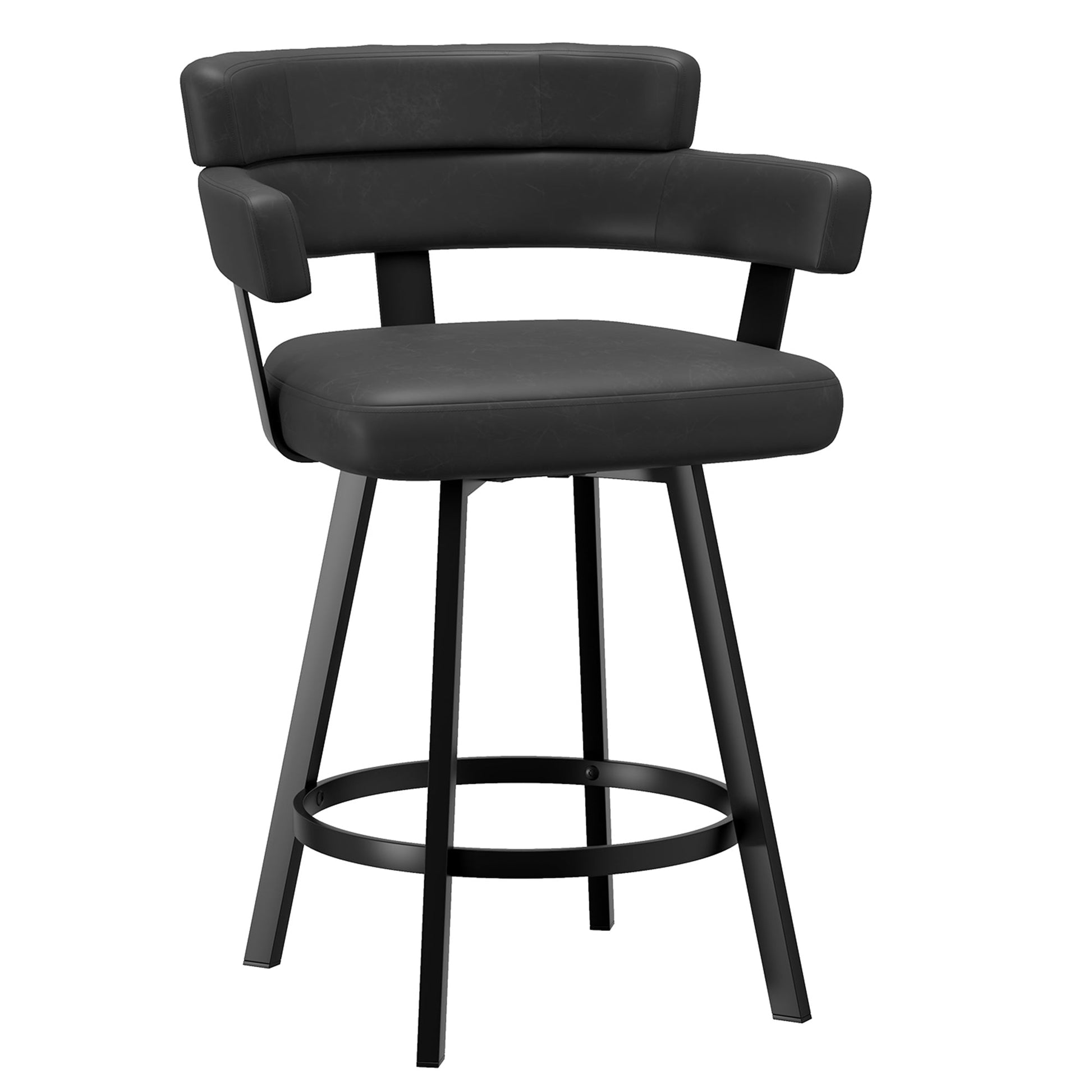 Oberon Black Swivel Bar Stools with Arms | set of 2 - Your Bar Stools Canada