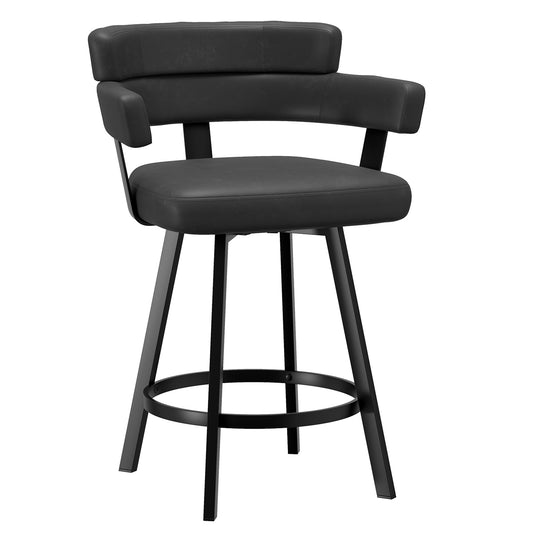 Oberon Black Swivel Bar Stools with Arms | set of 2 - Your Bar Stools Canada