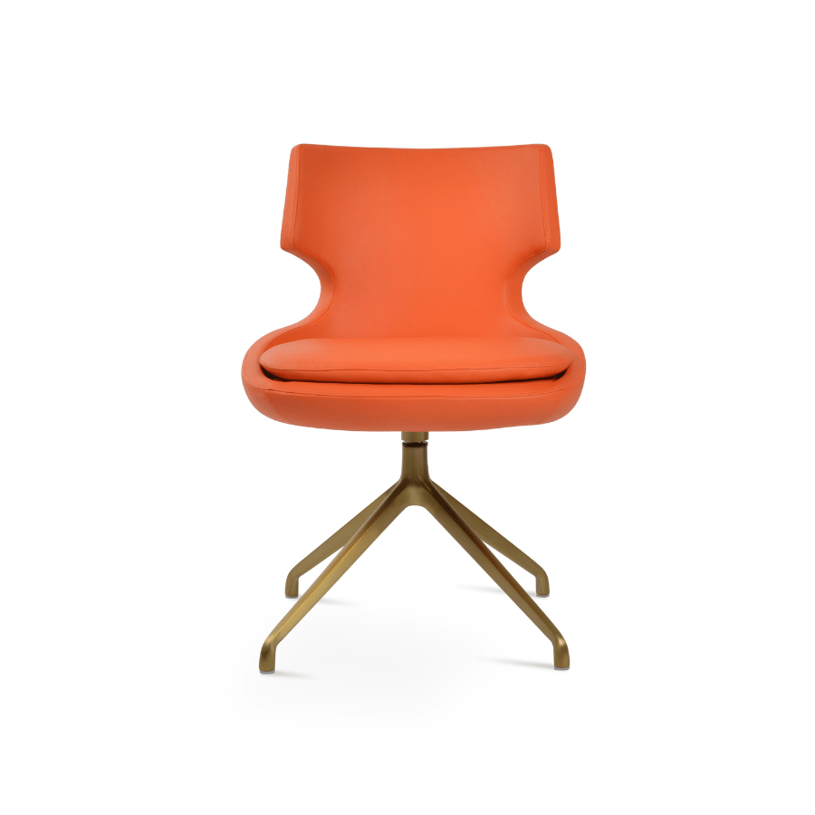 Orange Swivel Leather Chair | Patara Spider - Your Bar Stools Canada