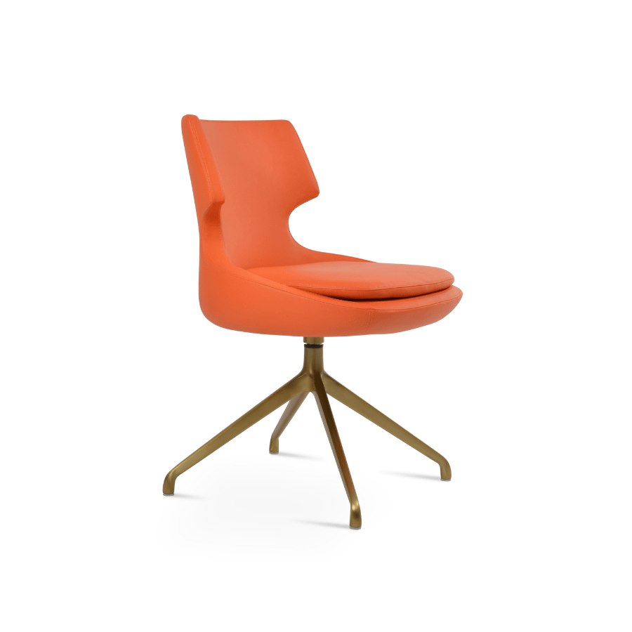 Orange Swivel Leather Chair | Patara Spider - Your Bar Stools Canada